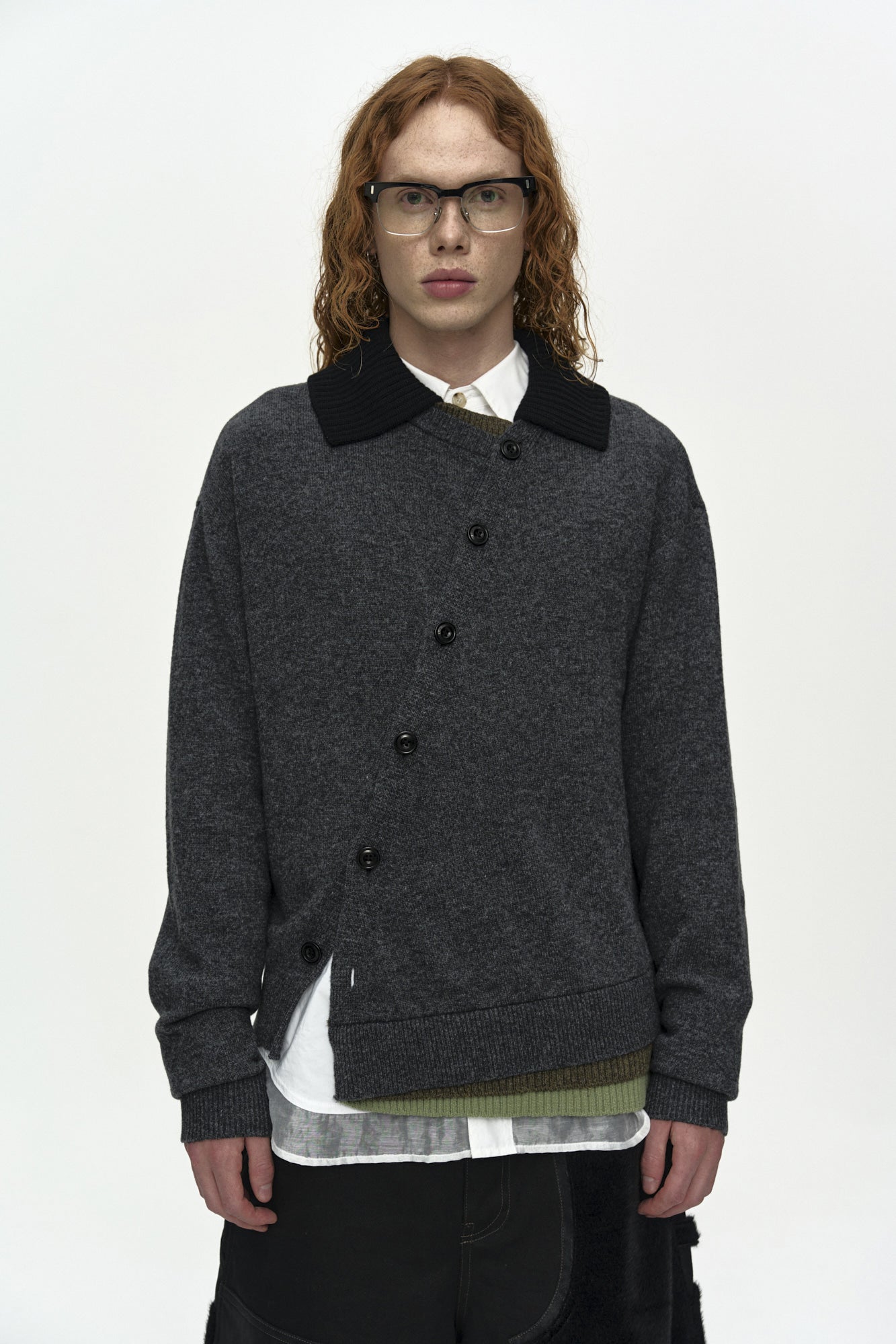 Andersson Bell - Layered Collar Cardigan (Charcoal) product image 4 | TRAB K-Fashion Australia