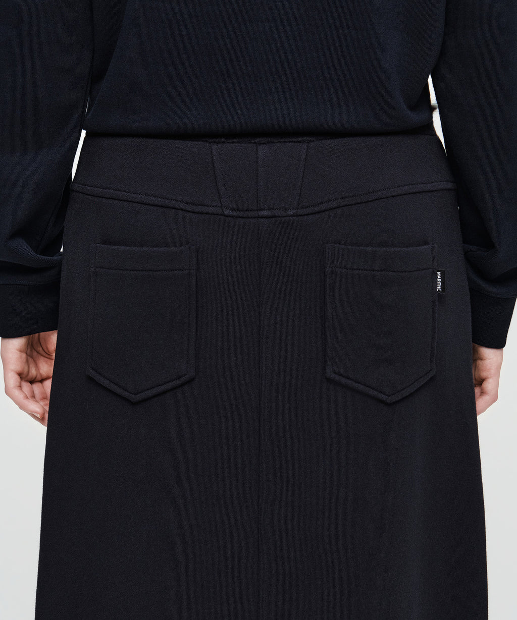 Marithe & Francois Girbaud - Classic Logo Long Sweat Skirt (Navy) product image 2 | TRAB K-Fashion Australia