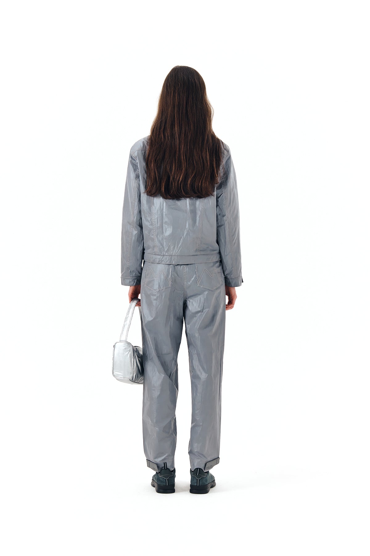 Matin Kim - Stitch Detailed Trucker Pants (Grey) product image 7 | TRAB K-Fashion Australia
