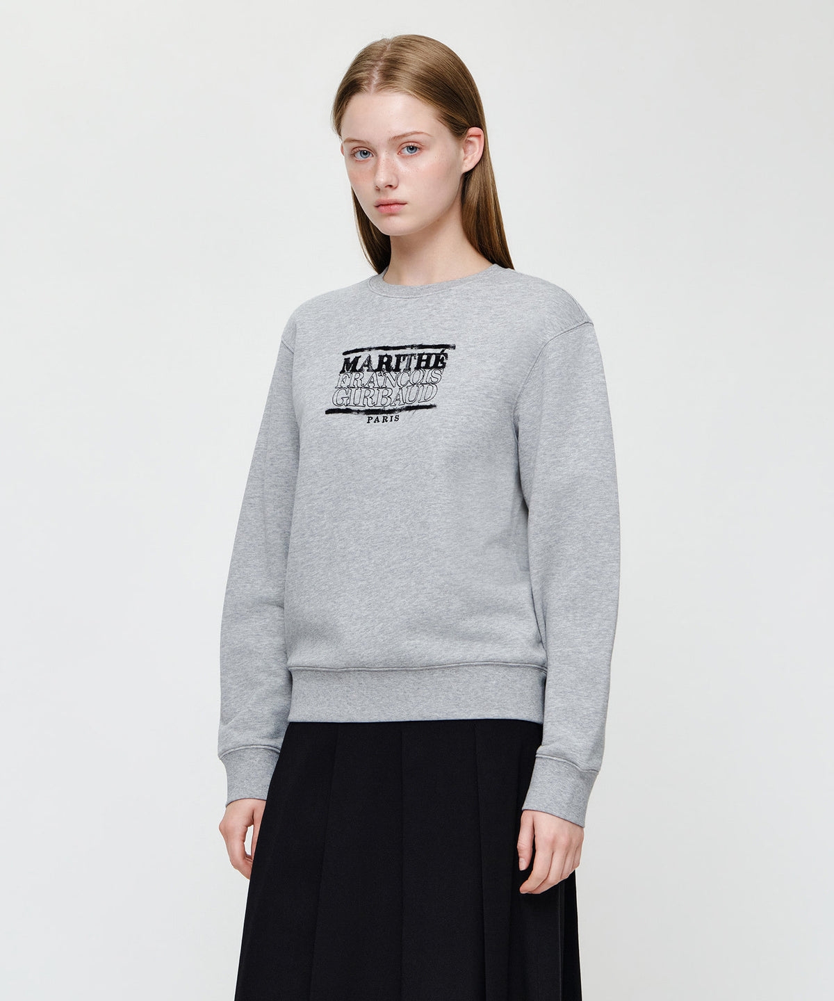Marithe & Francois Girbaud - Classic Logo Check Applique Sweatshirt (Heather Gray) product image 2 | TRAB K-Fashion Australia