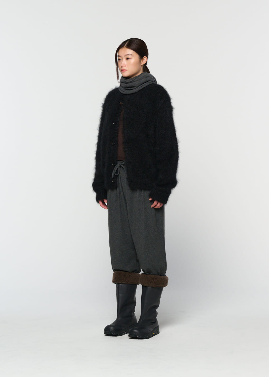 Amomento - men's mohair bulky cardigan (Black) product image 8 | TRAB K-Fashion Australia