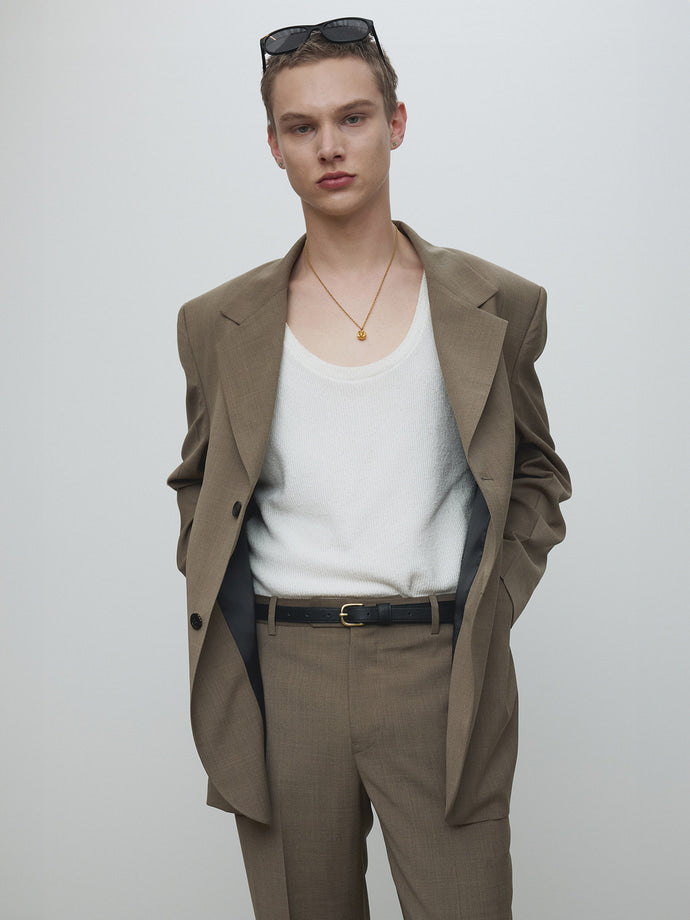 Tonywack - Light Wool Relaxed Tailored Jacket (Taupe Melange) product image 8 | TRAB K-Fashion Australia