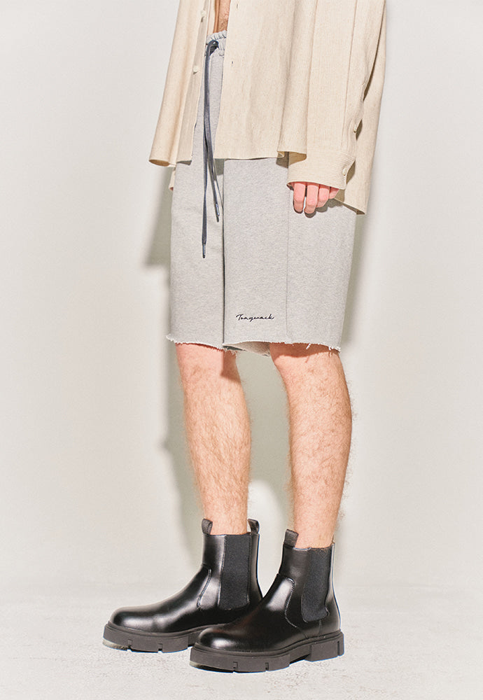 Tonywack - Heavyweight Brushed-Jersey Logo Embroidered Shorts (Melange Grey) product image 6 | TRAB K-Fashion Australia
