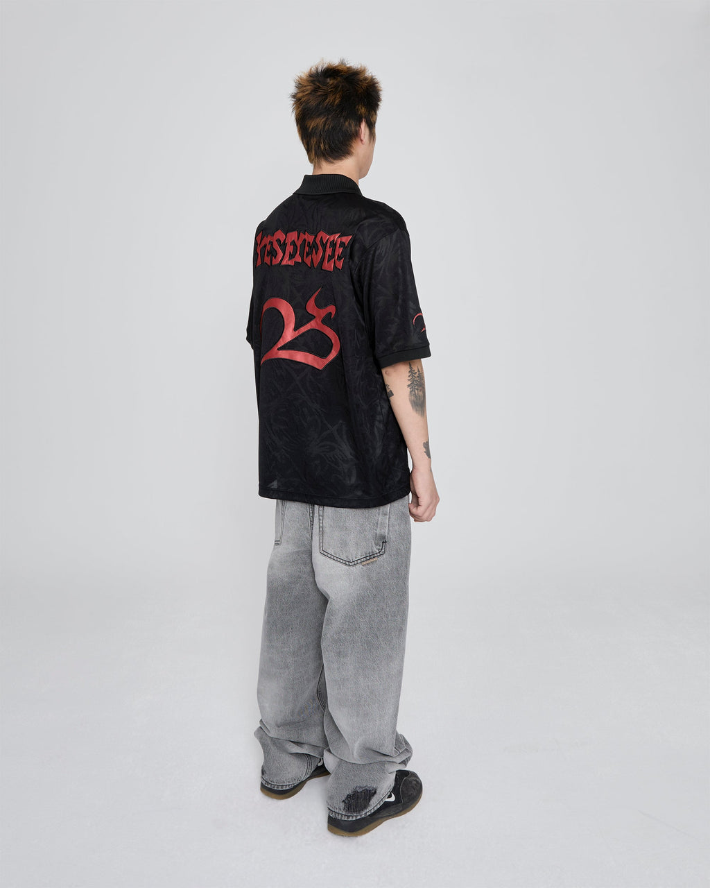 yeseyesee - Y.E.S Jacquard Football Tee (Black) product image 9 | TRAB K-Fashion Australia