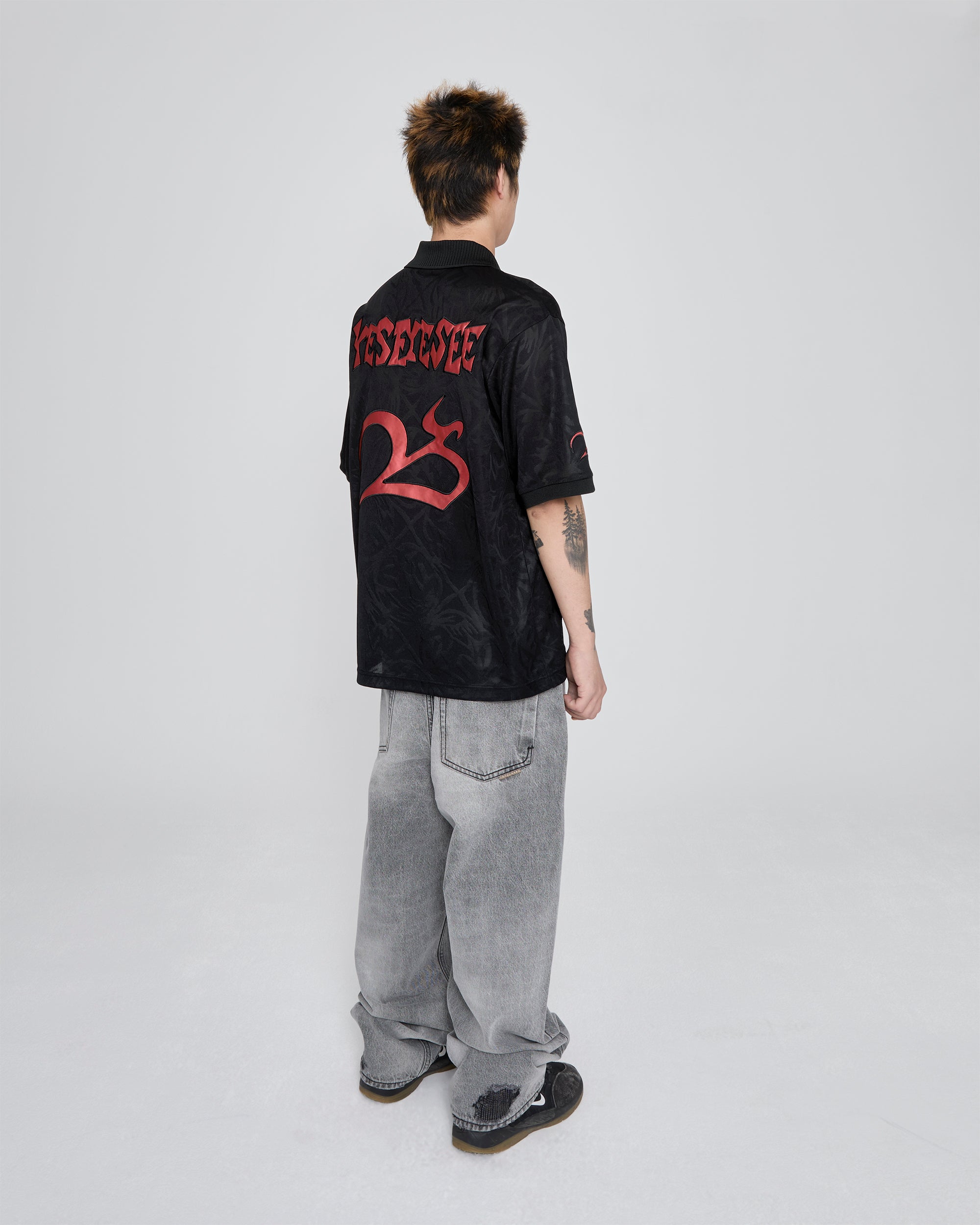 yeseyesee - Y.E.S Jacquard Football Tee (Black) product image 9 | TRAB K-Fashion Australia