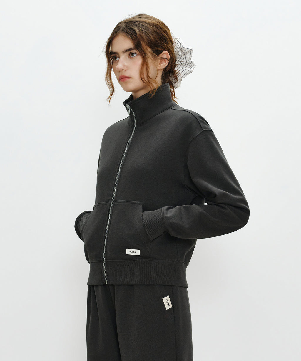 Marithe & Francois Girbaud - Basic High Neck Zipup (Charcoal) product image 2 | TRAB K-Fashion Australia