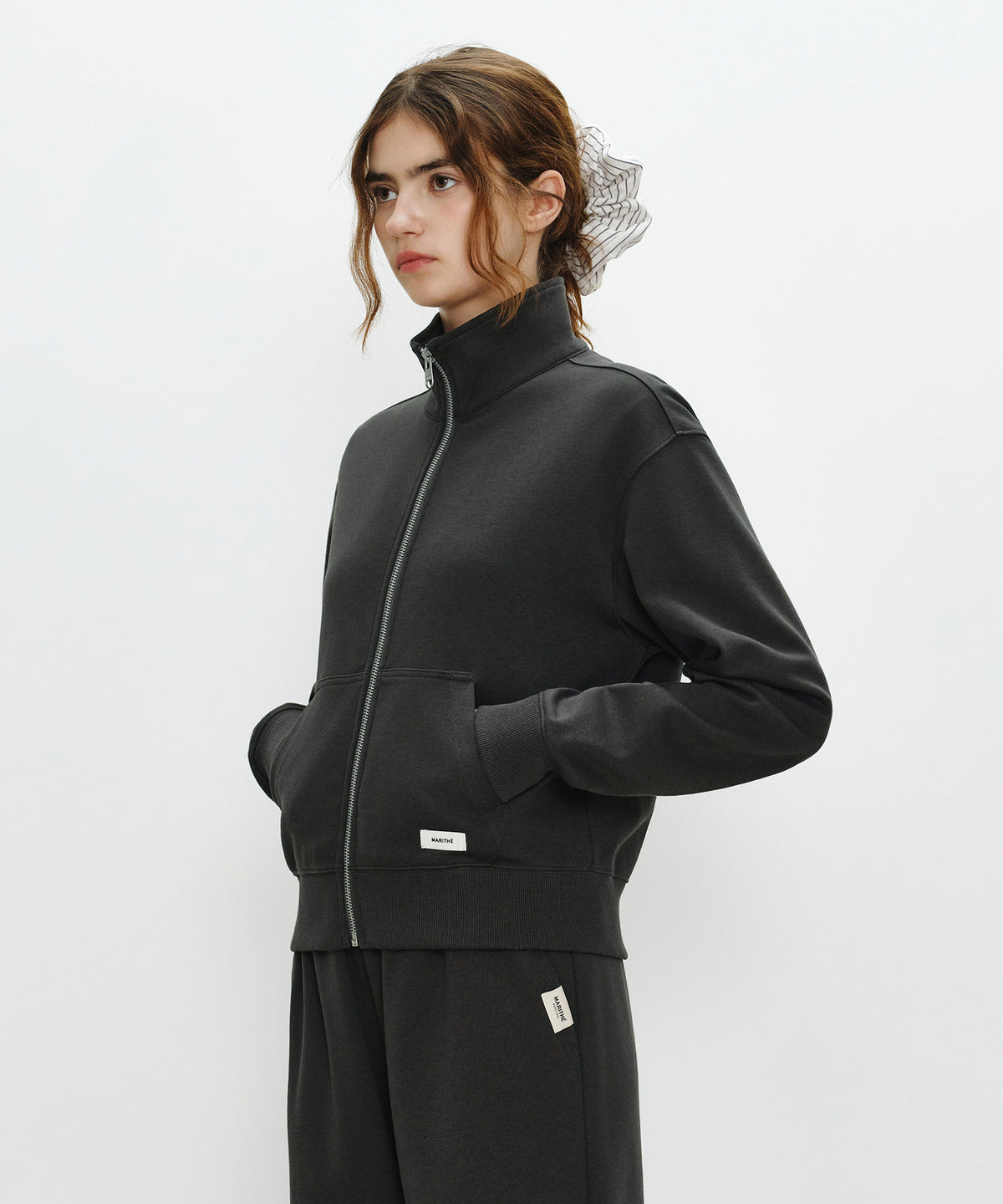 Marithe & Francois Girbaud - Basic High Neck Zipup (Charcoal) product image 2 | TRAB K-Fashion Australia