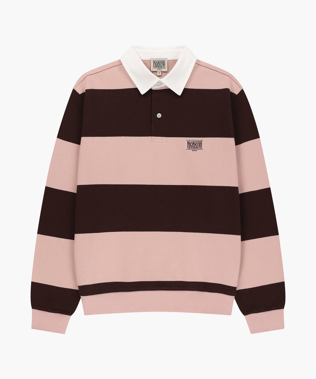 Marithe & Francois Girbaud - Small Classic Logo Rugby Stripe Sweatshirt (Brown) product image 5 | TRAB K-Fashion Australia