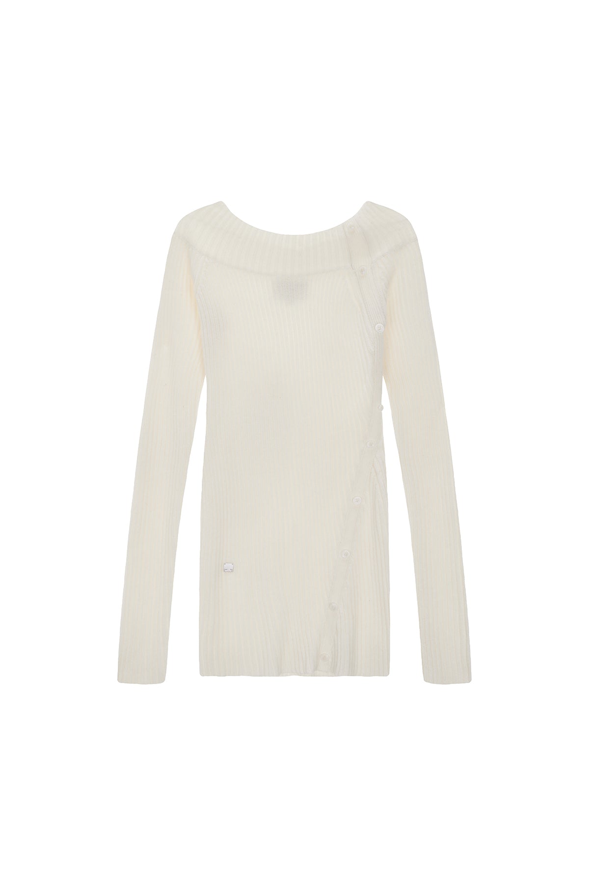 Matin Kim - One Shoulder Button Point Knit Dress (Ivory) product image 1 | TRAB K-Fashion Australia