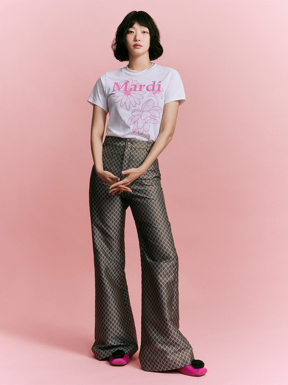 Mardi Mercredi - Flare Pants Flower Jacquard (Mint) product image 1 | TRAB K-Fashion Australia