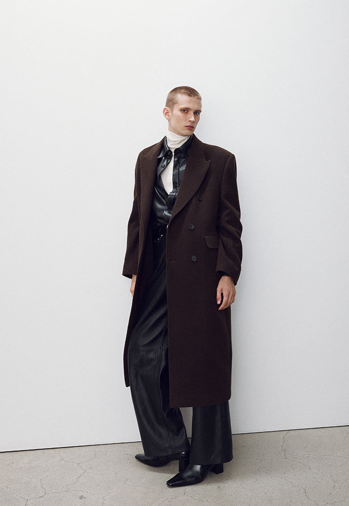 Tonywack - Textured Wool And Cashmere Double-Breasted Coat (Dark Brown) product image 8 | TRAB K-Fashion Australia