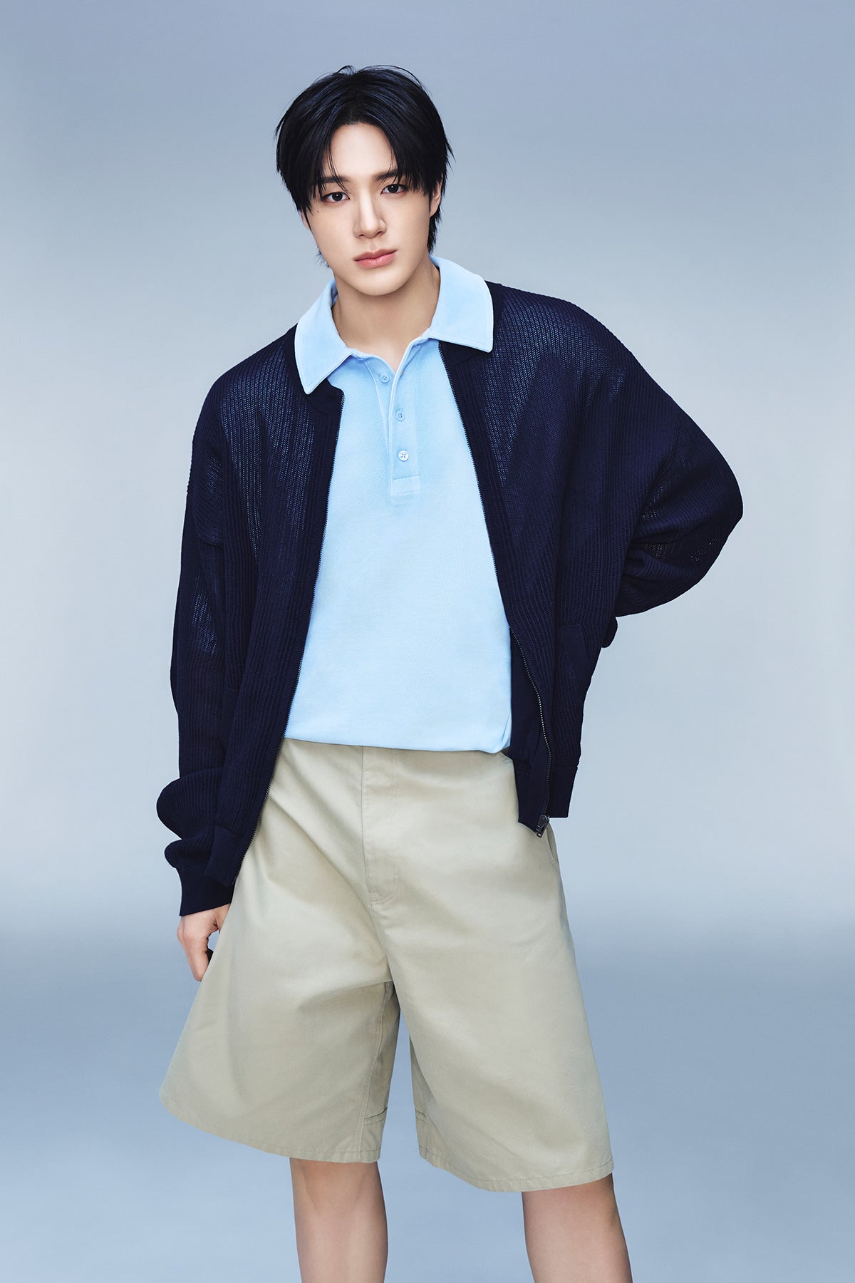 Matin Kim - Small Logo Washed Pique Top (Blue) product image 1 | TRAB K-Fashion Australia
