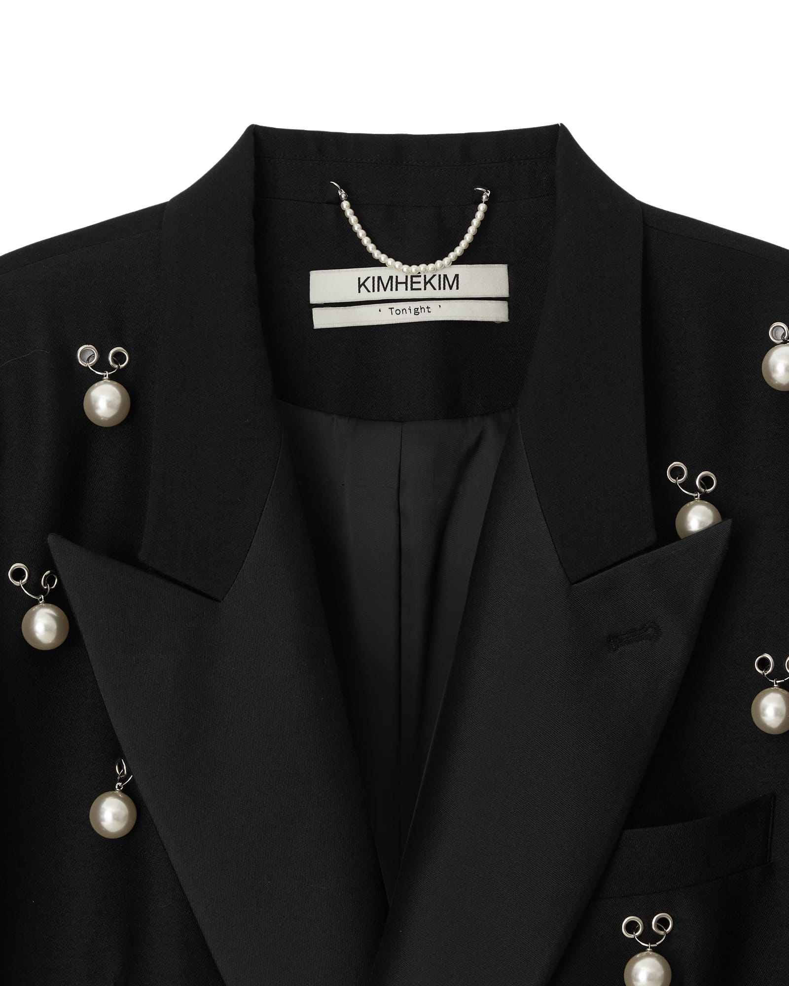 Kimhe Kim - Pearl Embellished Wool Silk Tuxedo Jacket (Black) product image 11 | TRAB K-Fashion Australia