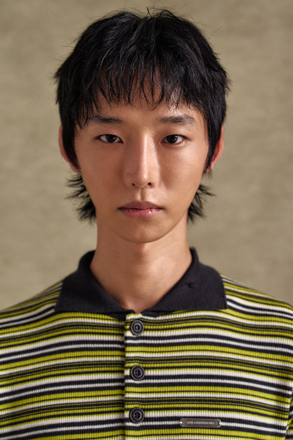 Andersson Bell - Stripe Polo Sweater (Charcoal/Lime) product image 5 | TRAB K-Fashion Australia