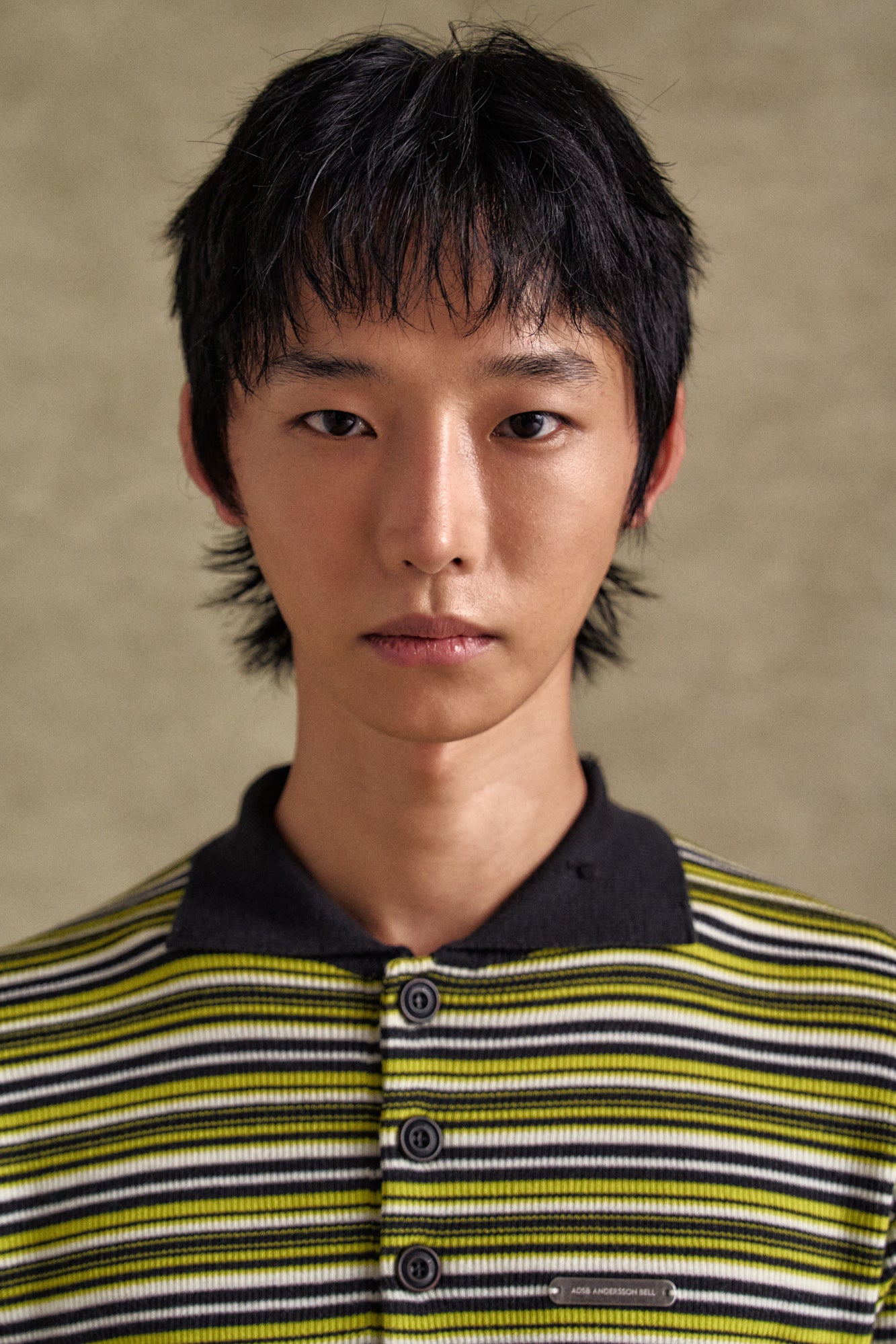 Andersson Bell - Stripe Polo Sweater (Charcoal/Lime) product image 5 | TRAB K-Fashion Australia