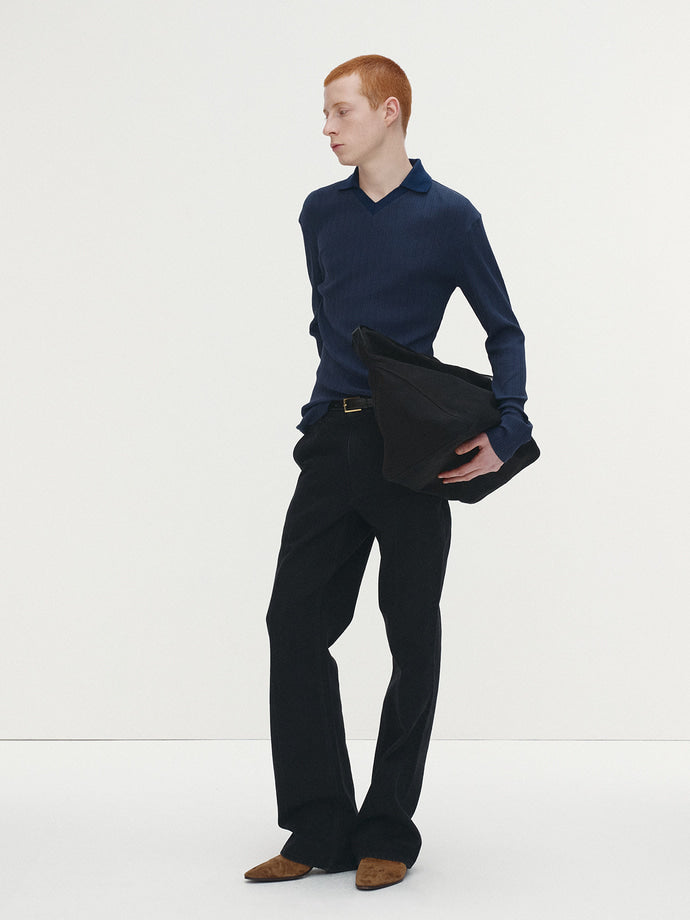 Tonywack - Easy Pleats Slim Polo Shirt (Navy Blue) product image 2 | TRAB K-Fashion Australia