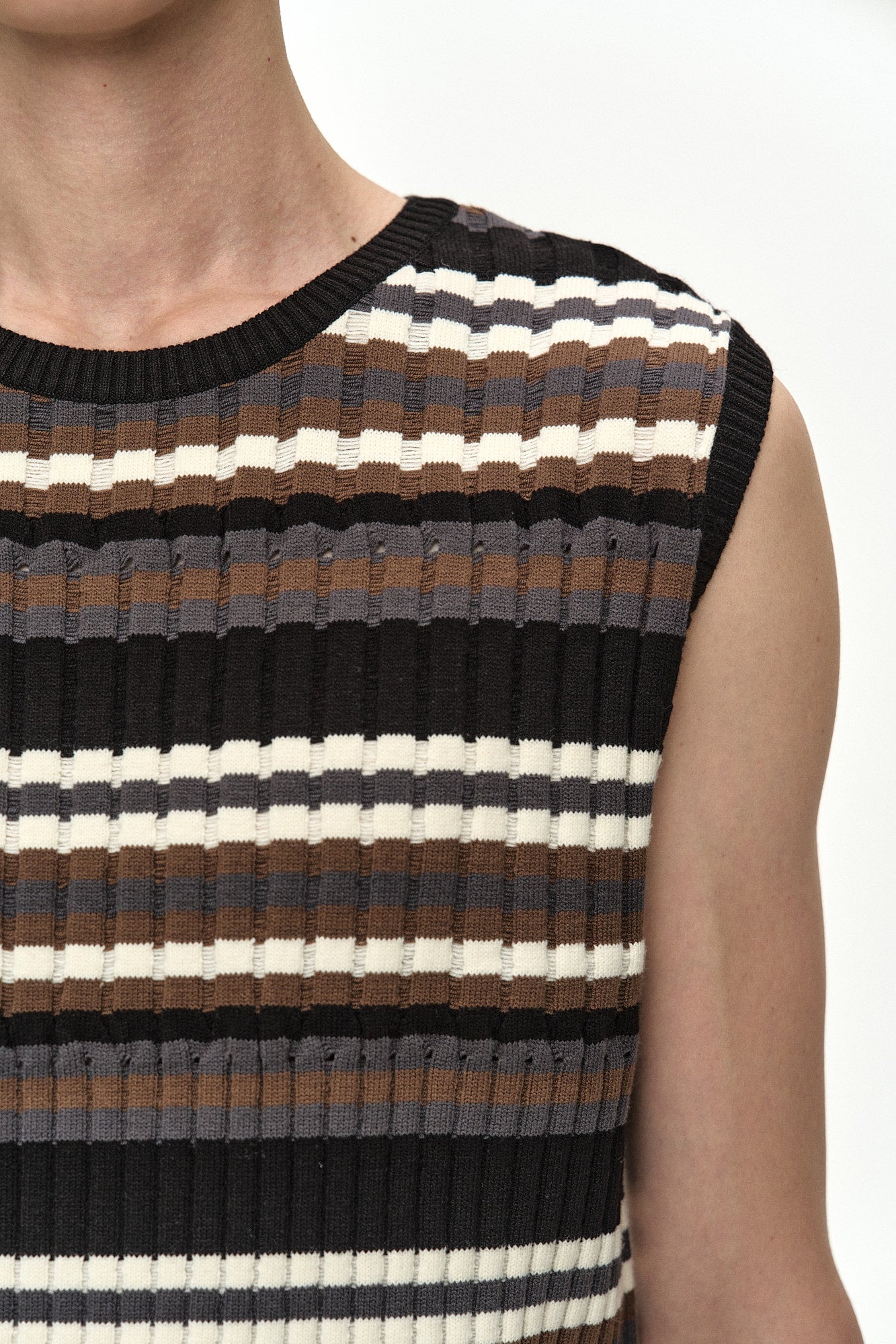 Andersson Bell - Contrast Rib Sleeveless (Black/Grey/Brown) product image 7 | TRAB K-Fashion Australia