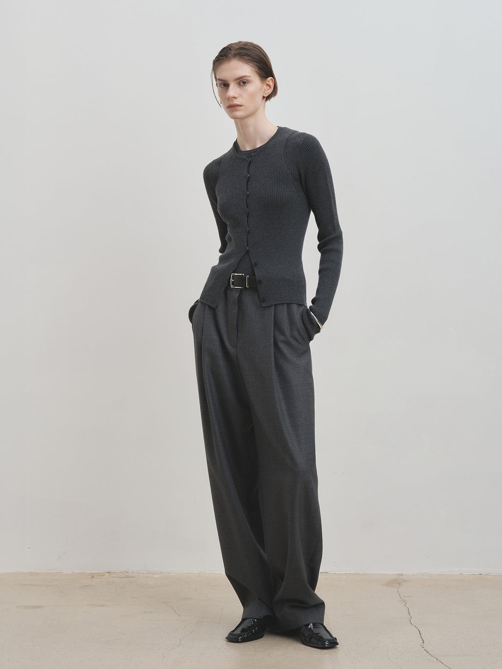 Tonywack - Pleated Wool Tailored Pants (Grey) product image 2 | TRAB K-Fashion Australia