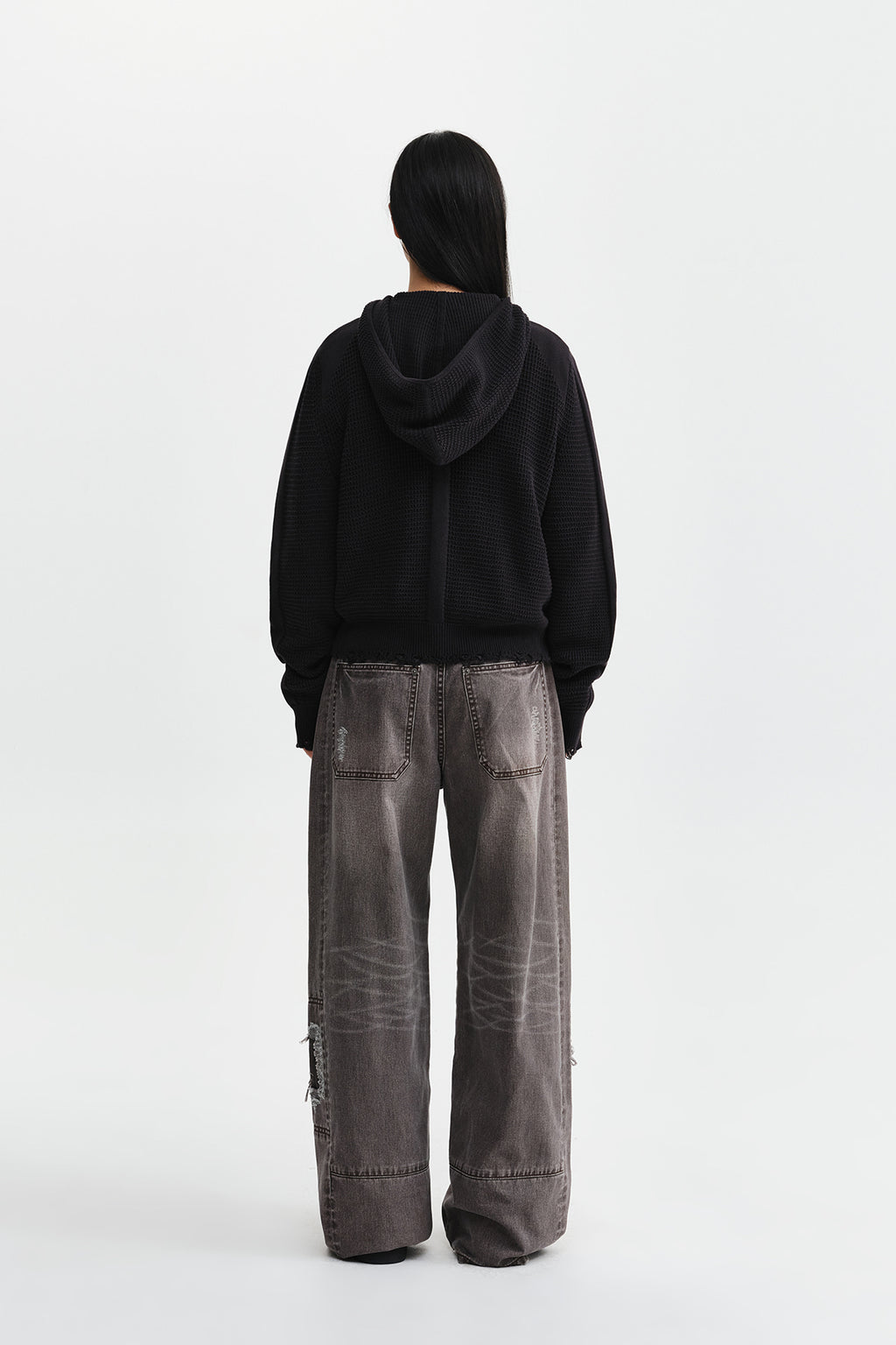 Matin Kim - Shadow Distressed Wide Denim Pants (Brown) product image 8 | TRAB K-Fashion Australia