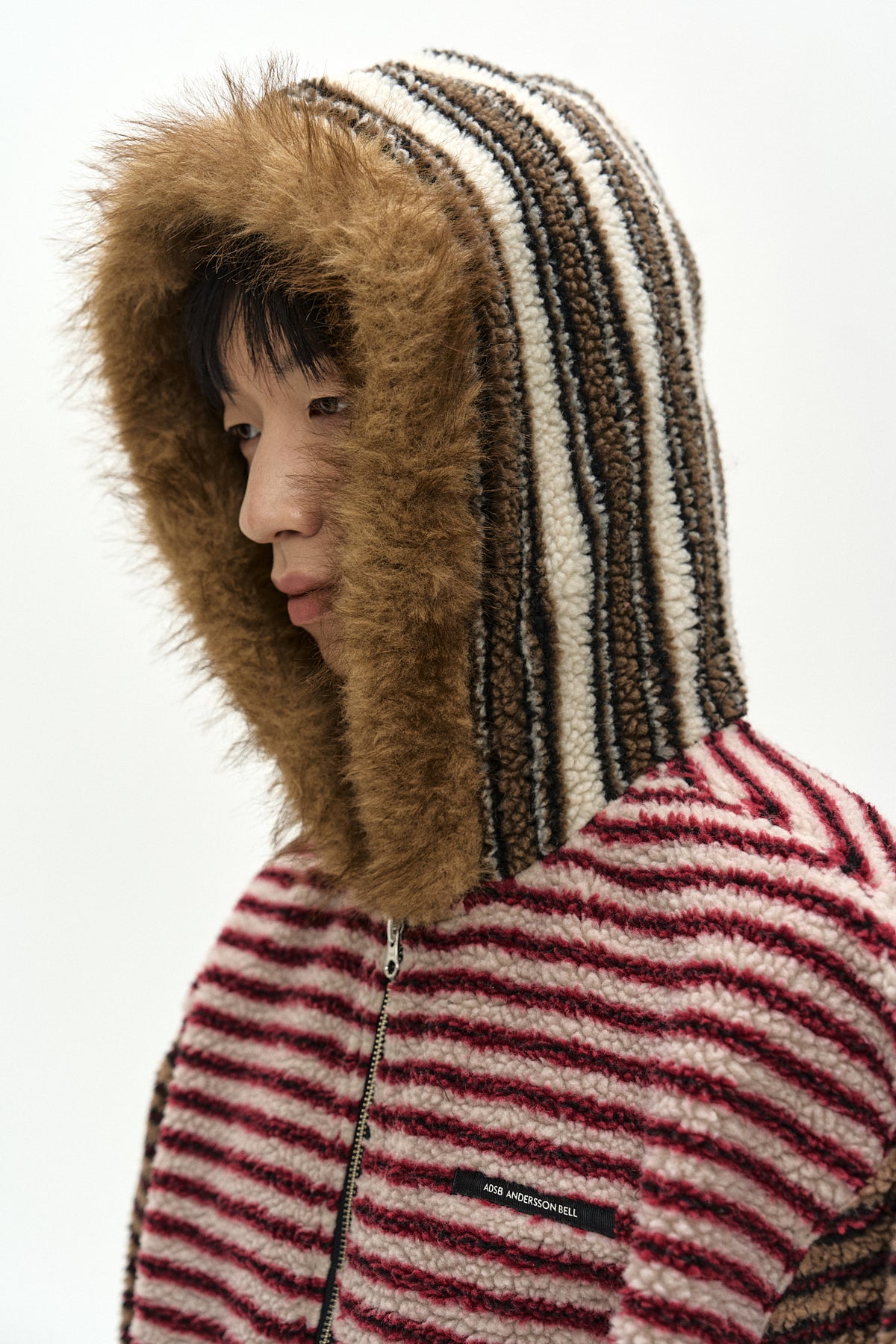 Andersson Bell - Unisex Stripe Patchwork Fleece Hoodie Zip-Up (Multi) product image 7 | TRAB K-Fashion Australia