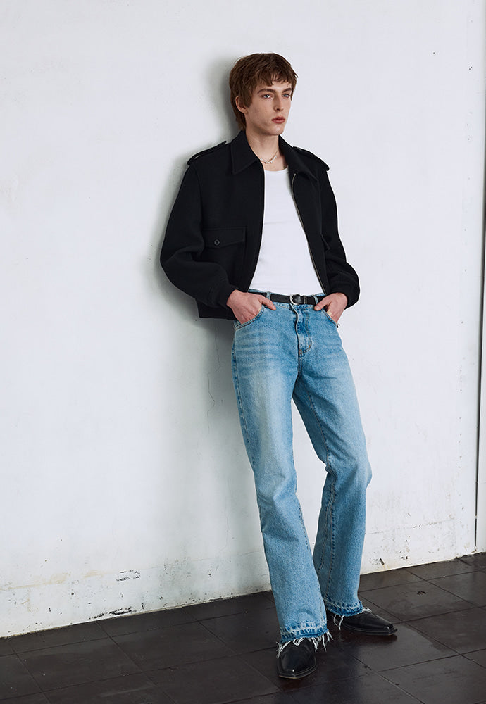 Tonywack - Felted Wool Epaulet Bomber Jacket (Black) product image 6 | TRAB K-Fashion Australia