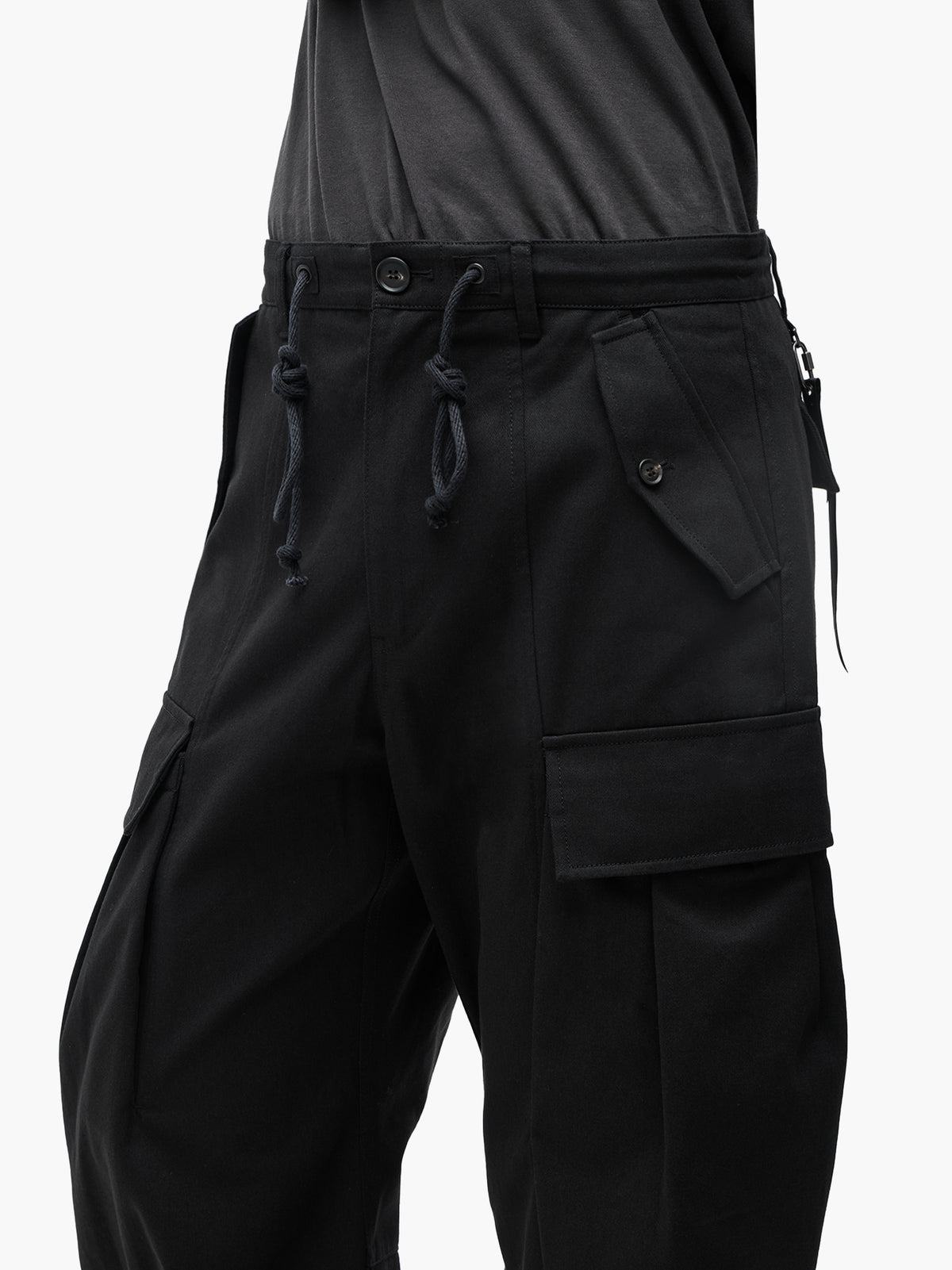 Jiyong Kim - Multi Pocket Curved Trousers (Black) product image 6 | TRAB K-Fashion Australia