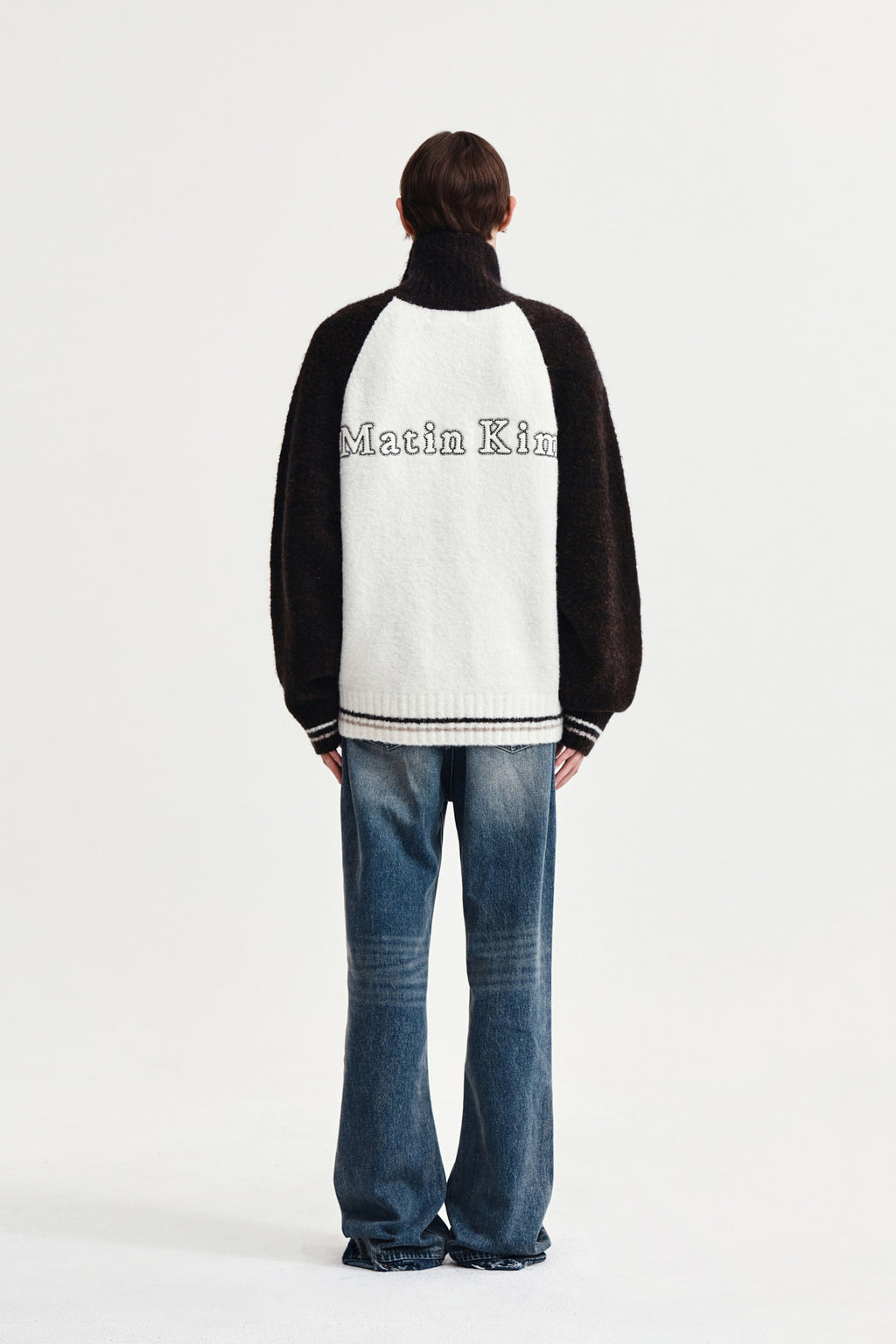 Matin Kim - High Neck Raglan Knit Zip Up (Dark Brown) product image 7 | TRAB K-Fashion Australia
