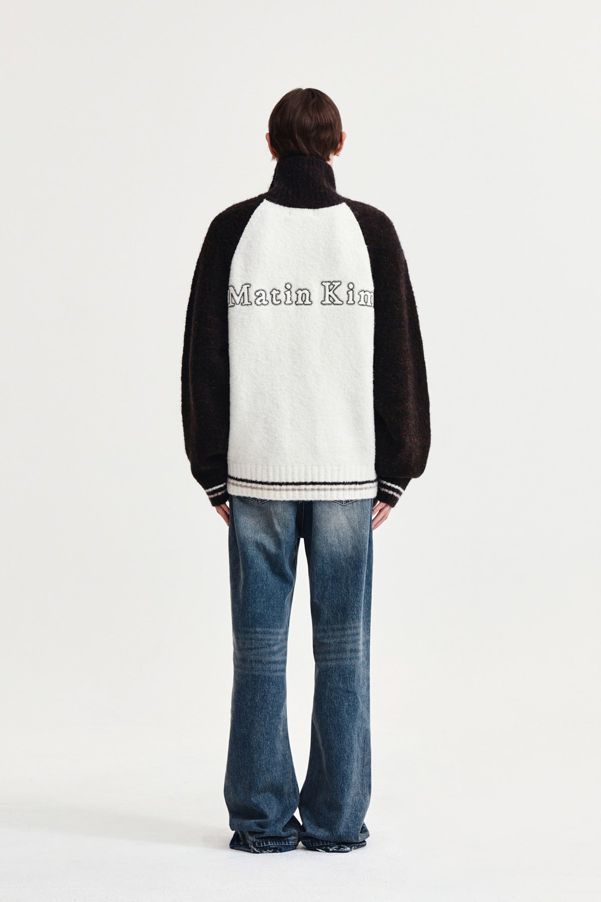 Matin Kim - High Neck Raglan Knit Zip Up (Dark Brown) product image 7 | TRAB K-Fashion Australia