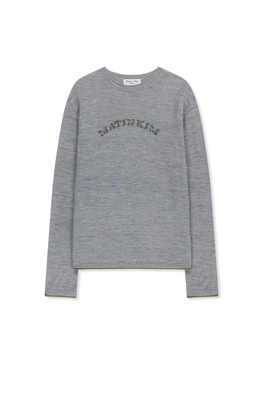 Matin Kim - Matin Sleeve Graphic Sheer Knit Pullover (Grey) product image 1 | TRAB K-Fashion Australia