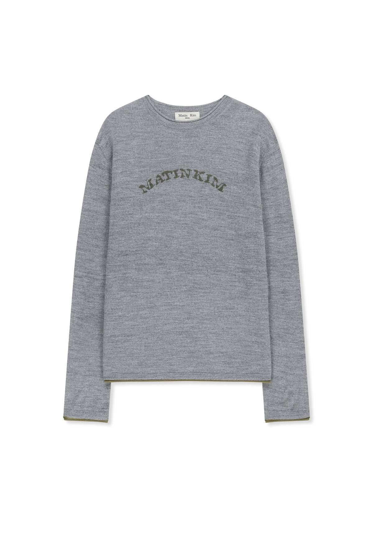 Matin Kim - Matin Sleeve Graphic Sheer Knit Pullover (Grey) product image 1 | TRAB K-Fashion Australia