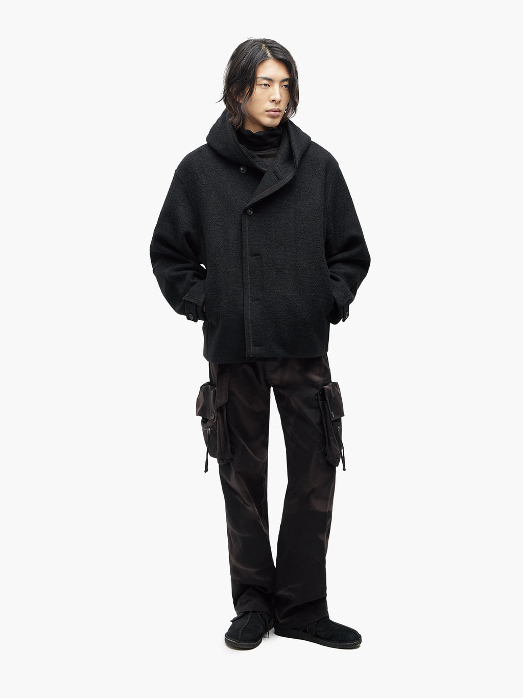 Jiyong Kim - Hooded Wool Jacket (Black) product image 1 | TRAB K-Fashion Australia