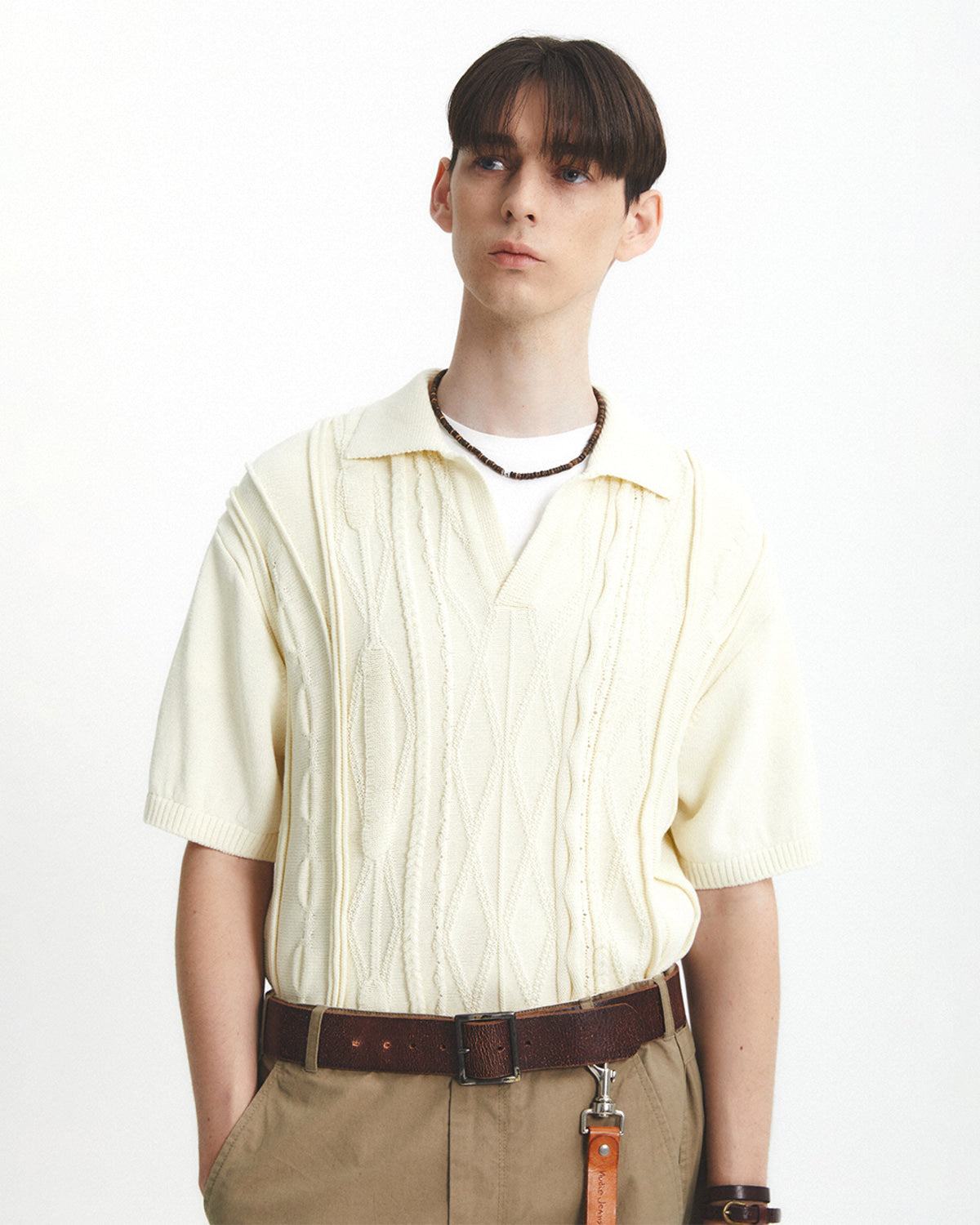Eastlogue - Asymmetrical Cable Half Knit (Cream) product image 3 | TRAB K-Fashion Australia