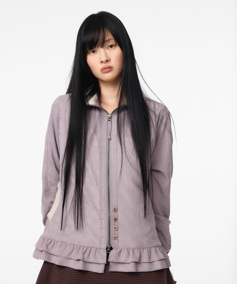 Coyseio - Tone-Mix Shirring Hem Jacket (Ash Pink) product image 3 | TRAB K-Fashion Australia