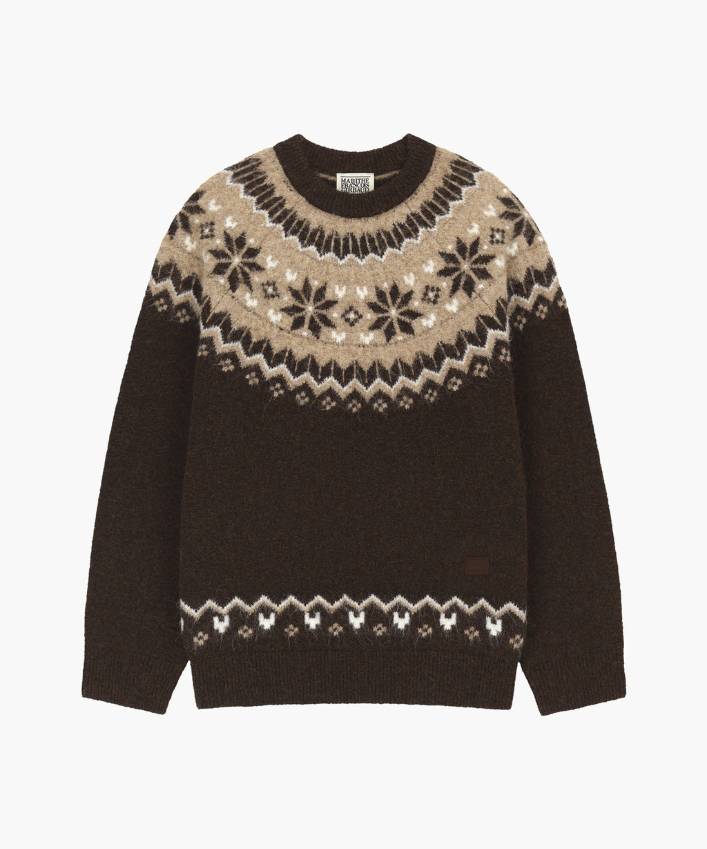 Marithe & Francois Girbaud - Small Classic Logo Nordic Knit Pullover (Brown) product image 6 | TRAB K-Fashion Australia