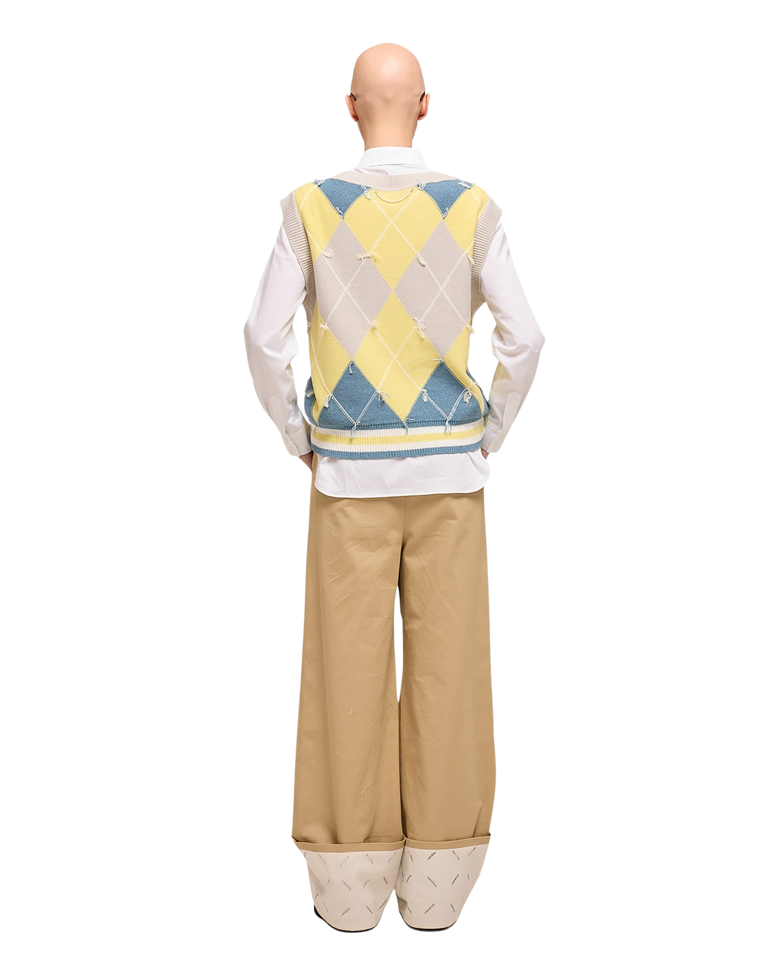 Kimhe Kim - Bicolor Logo Printed Rolled Up Pants (Beige) product image 4 | TRAB K-Fashion Australia