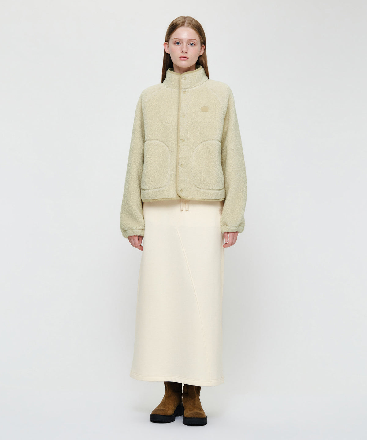 Marithe & Francois Girbaud - High Neck Fleece Jacket (Ivory) product image 4 | TRAB K-Fashion Australia
