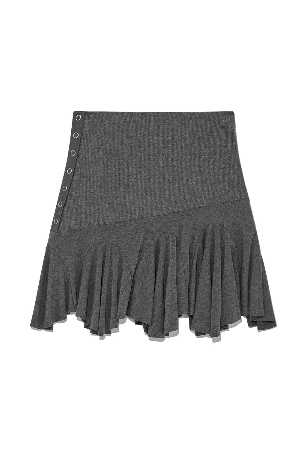 Matin Kim - Unbalance Flare Folding Skirt (Charcoal) product image 2 | TRAB K-Fashion Australia