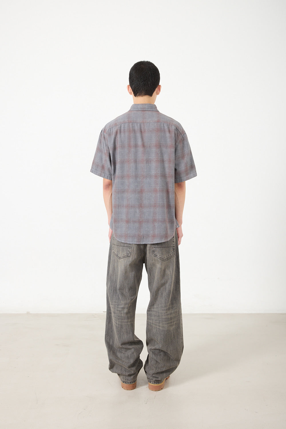 Hatchingroom - Arrow Shirt Over Dyed Bleached Check (Grey) product image 9 | TRAB K-Fashion Australia