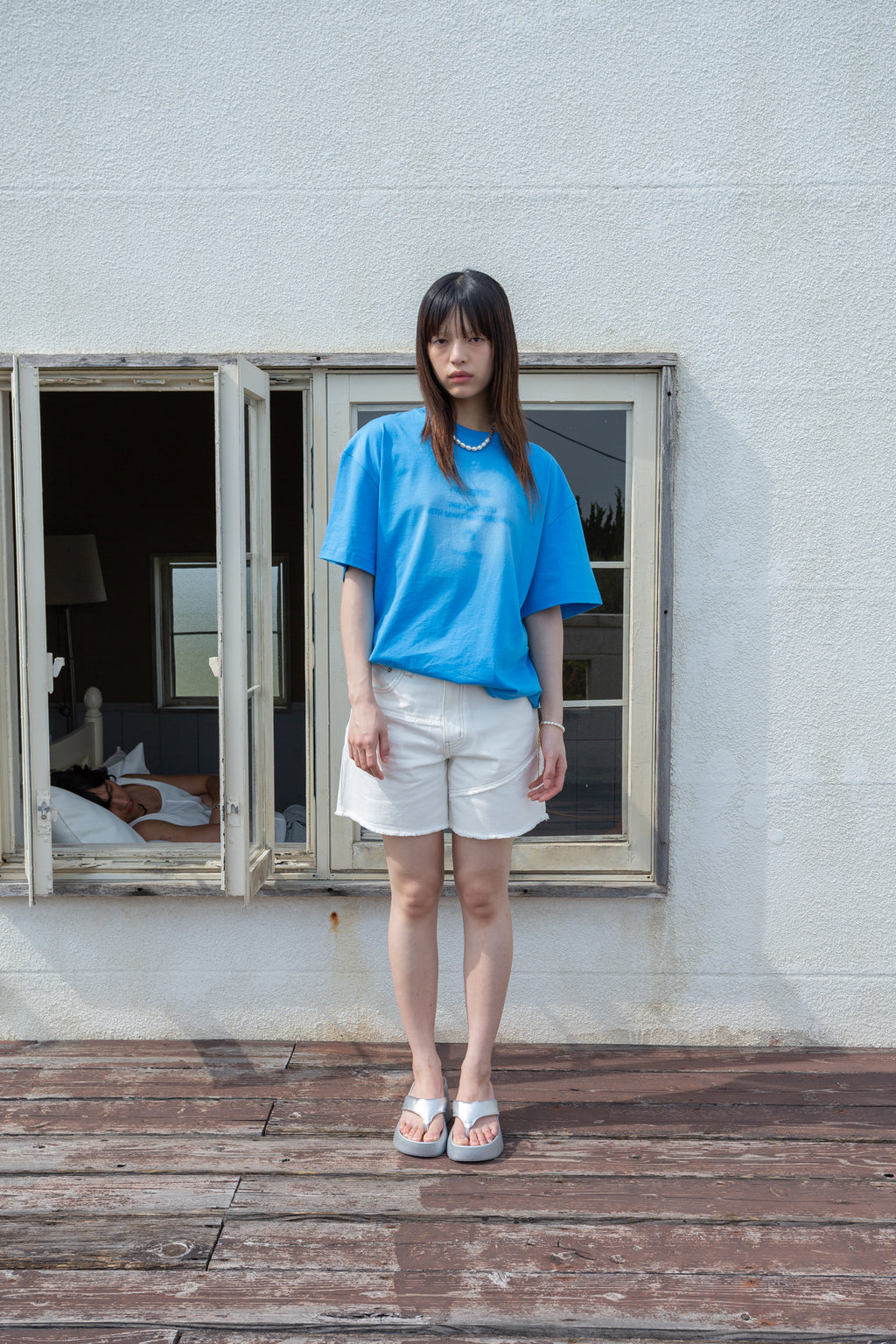 Matin Kim - Pairing Logo Printing Top (Blue) product image 5 | TRAB K-Fashion Australia