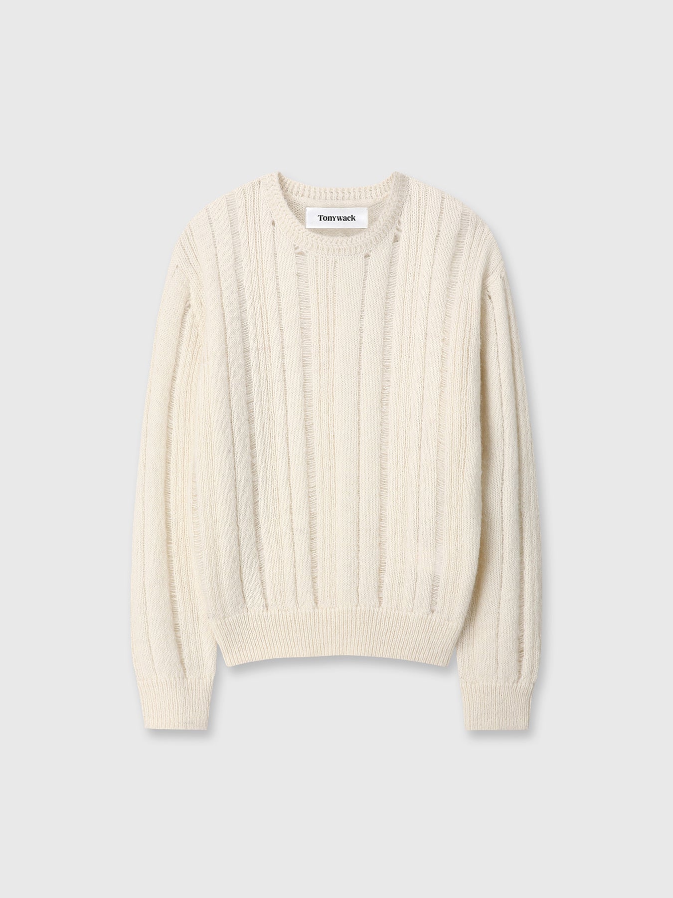 Tonywack - Kid Mohair Distressed Ribbed Sweater (Ecru) product image 6 | TRAB K-Fashion Australia