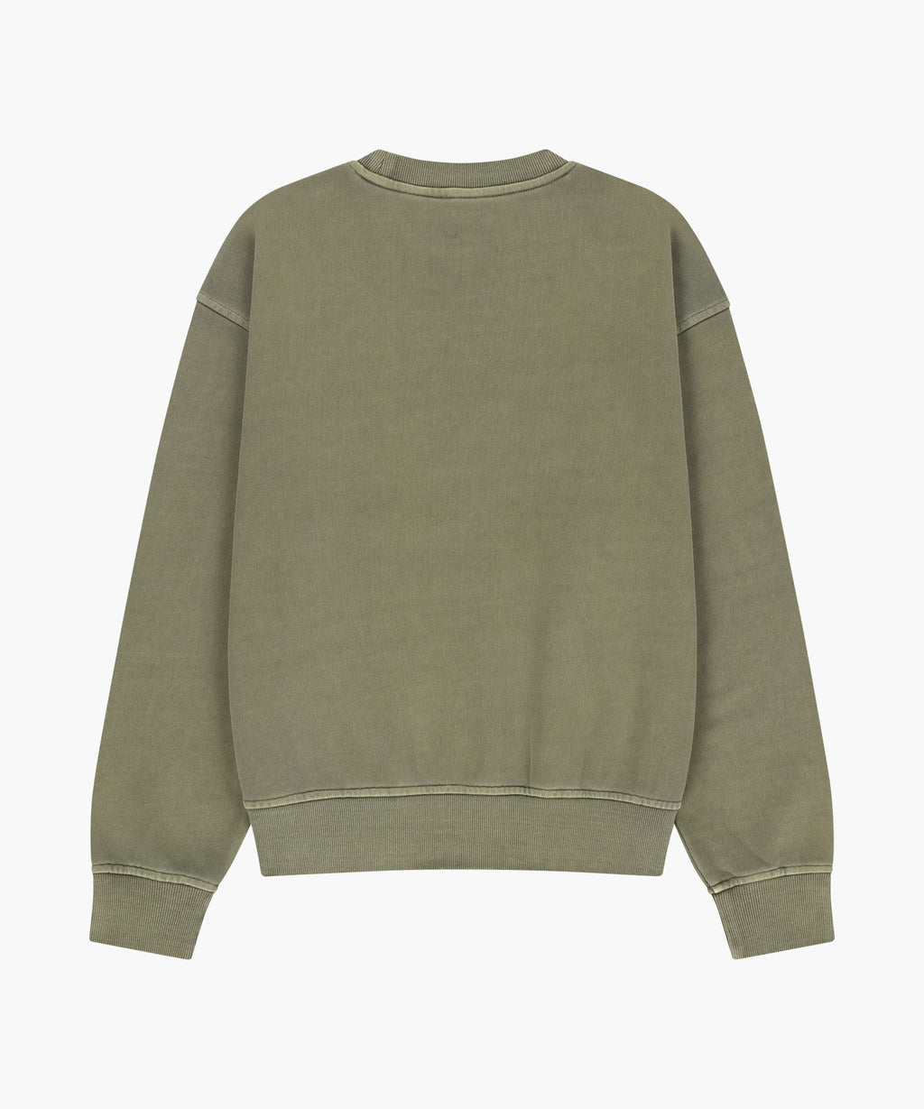 Marithe & Francois Girbaud - Crack Classic Logo Dyeing Oversized Sweatshirt (Khaki) product image 6 | TRAB K-Fashion Australia