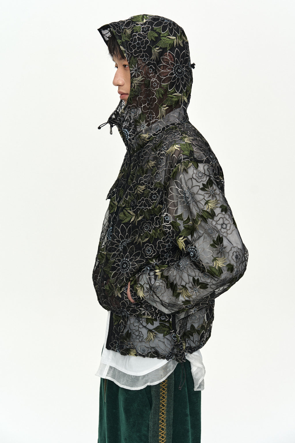Andersson Bell - Flower Embroidery Sheer Hoodie Jacket (Black) product image 8 | TRAB K-Fashion Australia