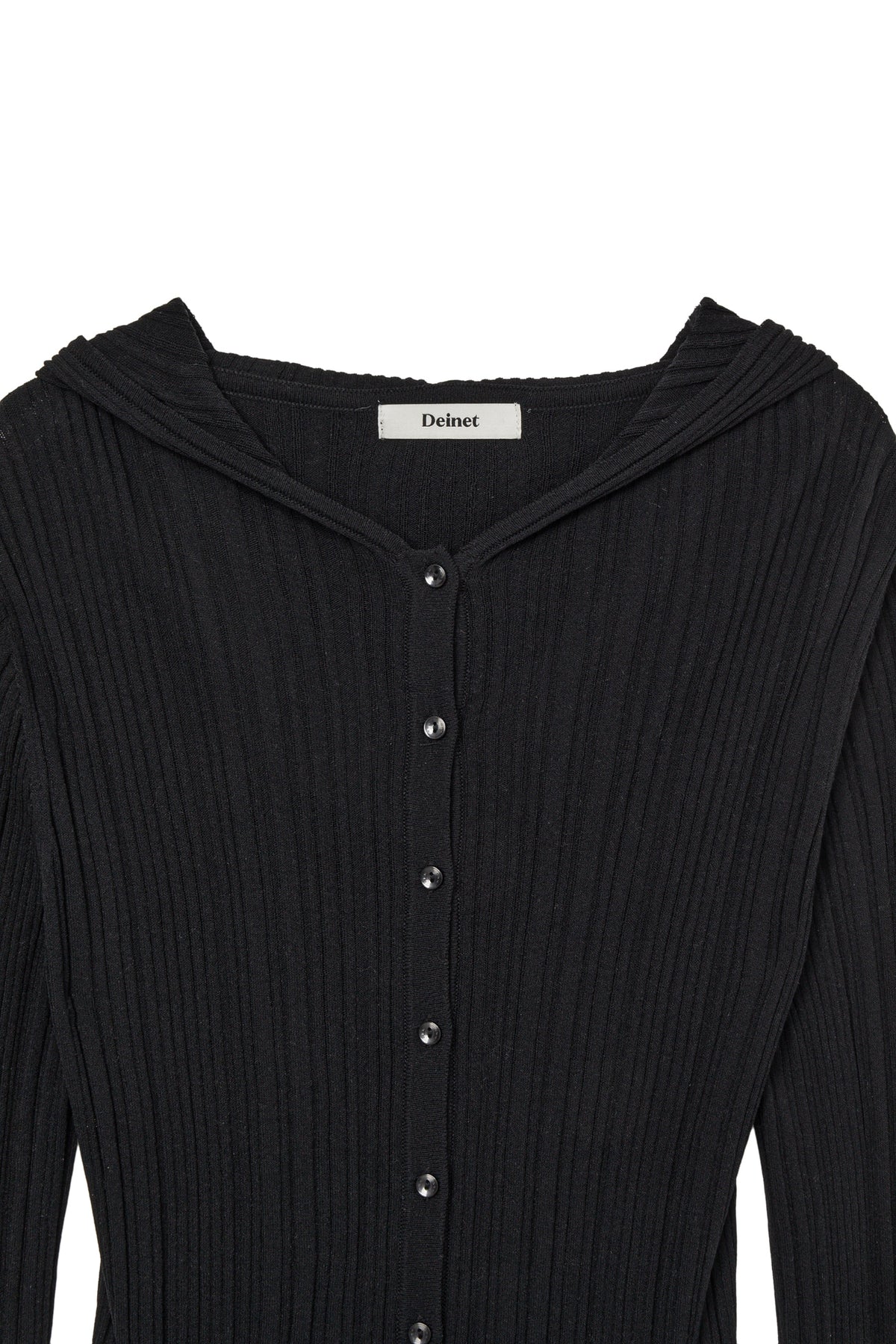Deinet - Knit Button Hoodie Cardigan (Black) product image 9 | TRAB K-Fashion Australia