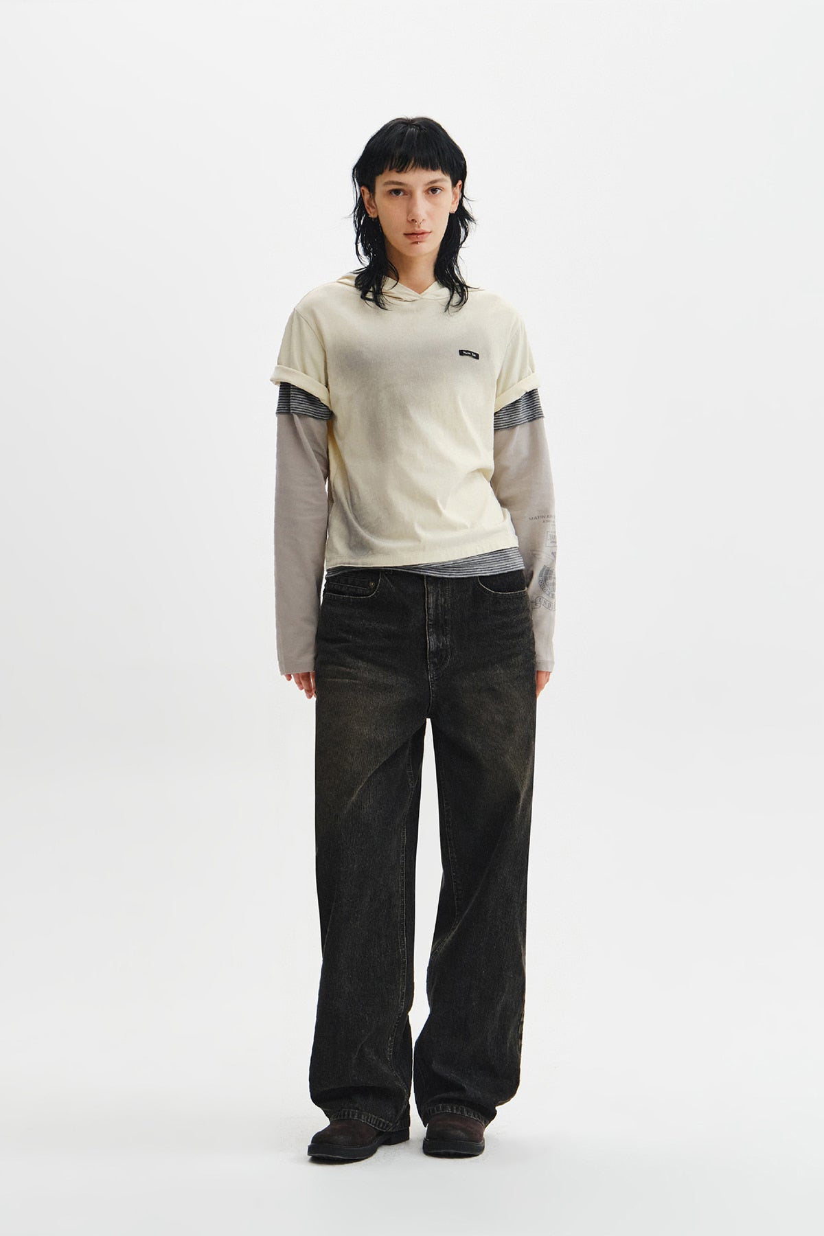 Matin Kim - Dust Washed Layered Hood Top (Butter) product image 11 | TRAB K-Fashion Australia