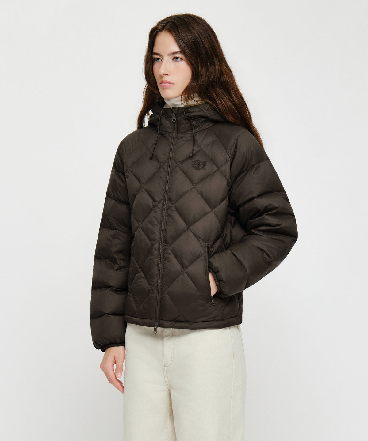 Marithe & Francois Girbaud - Hooded Lightweight Down Jacket (Brown) product image 2 | TRAB K-Fashion Australia