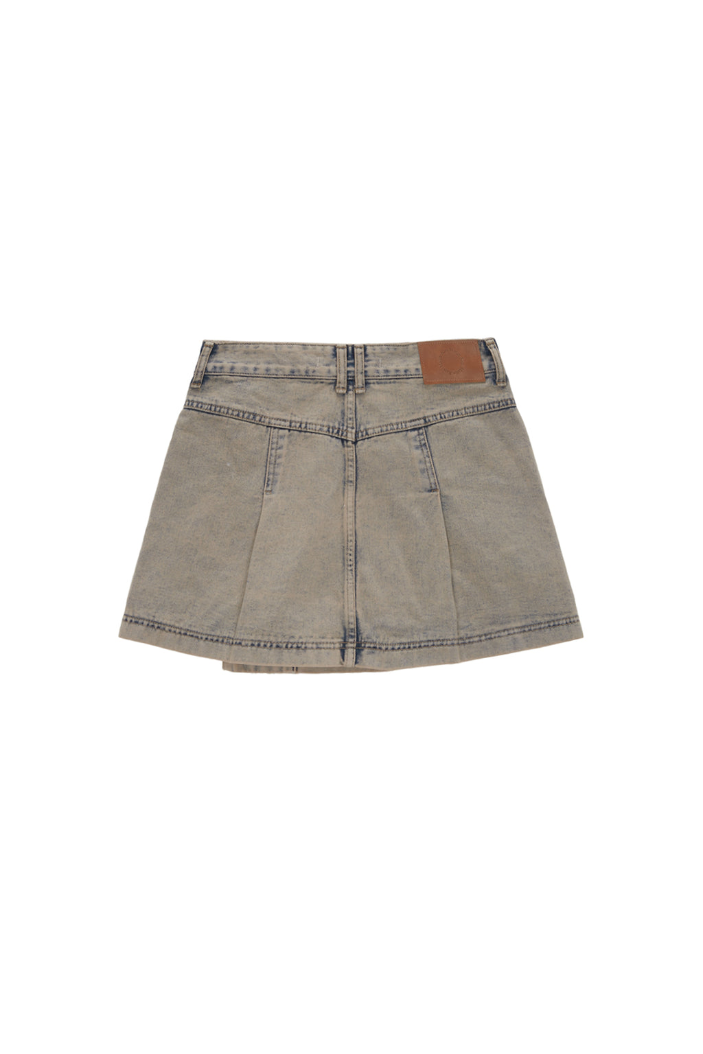 Matin Kim - Pleats Wrap Denim Mini Skirt (Beige) product image 2 | TRAB K-Fashion Australia