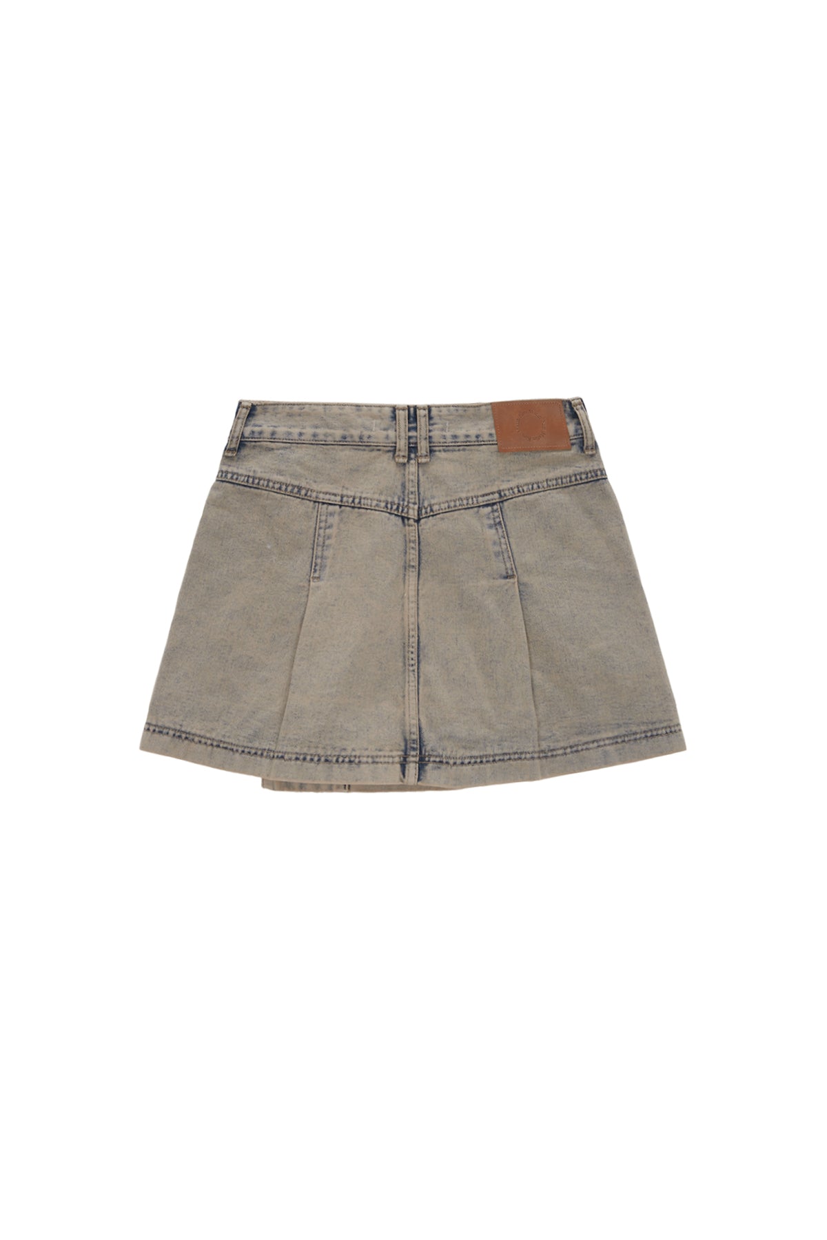 Matin Kim - Pleats Wrap Denim Mini Skirt (Beige) product image 2 | TRAB K-Fashion Australia