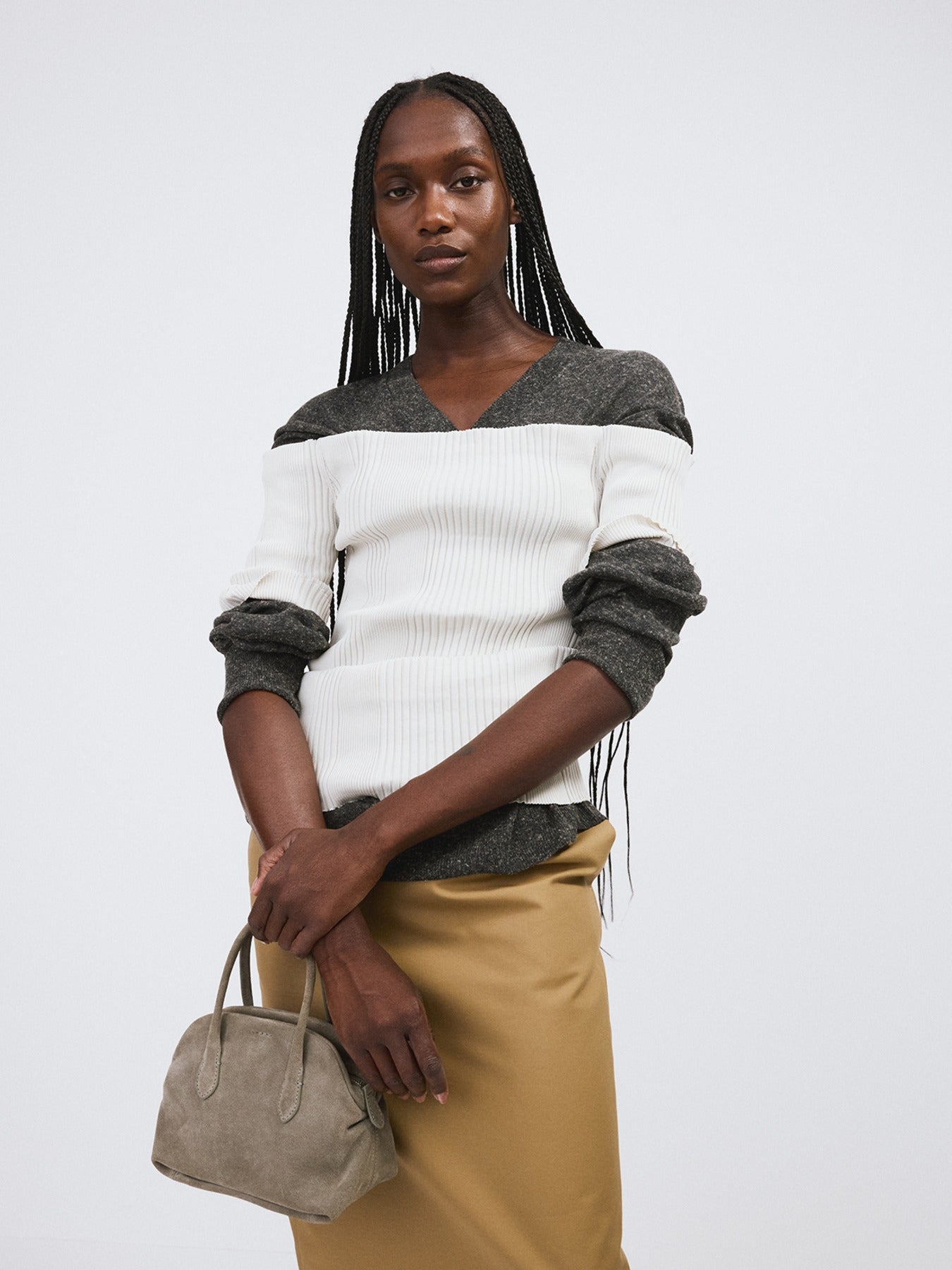Recto - Off Shoulder Ribbed Knit Top (Ecru) product image 1 | TRAB K-Fashion Australia