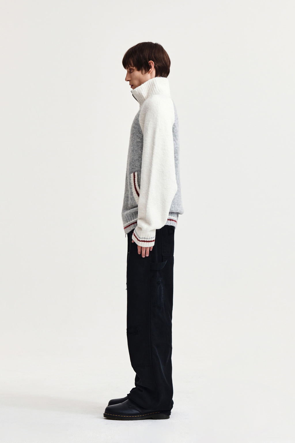 Matin Kim - High Neck Raglan Knit Zip Up (Ivory) product image 6 | TRAB K-Fashion Australia