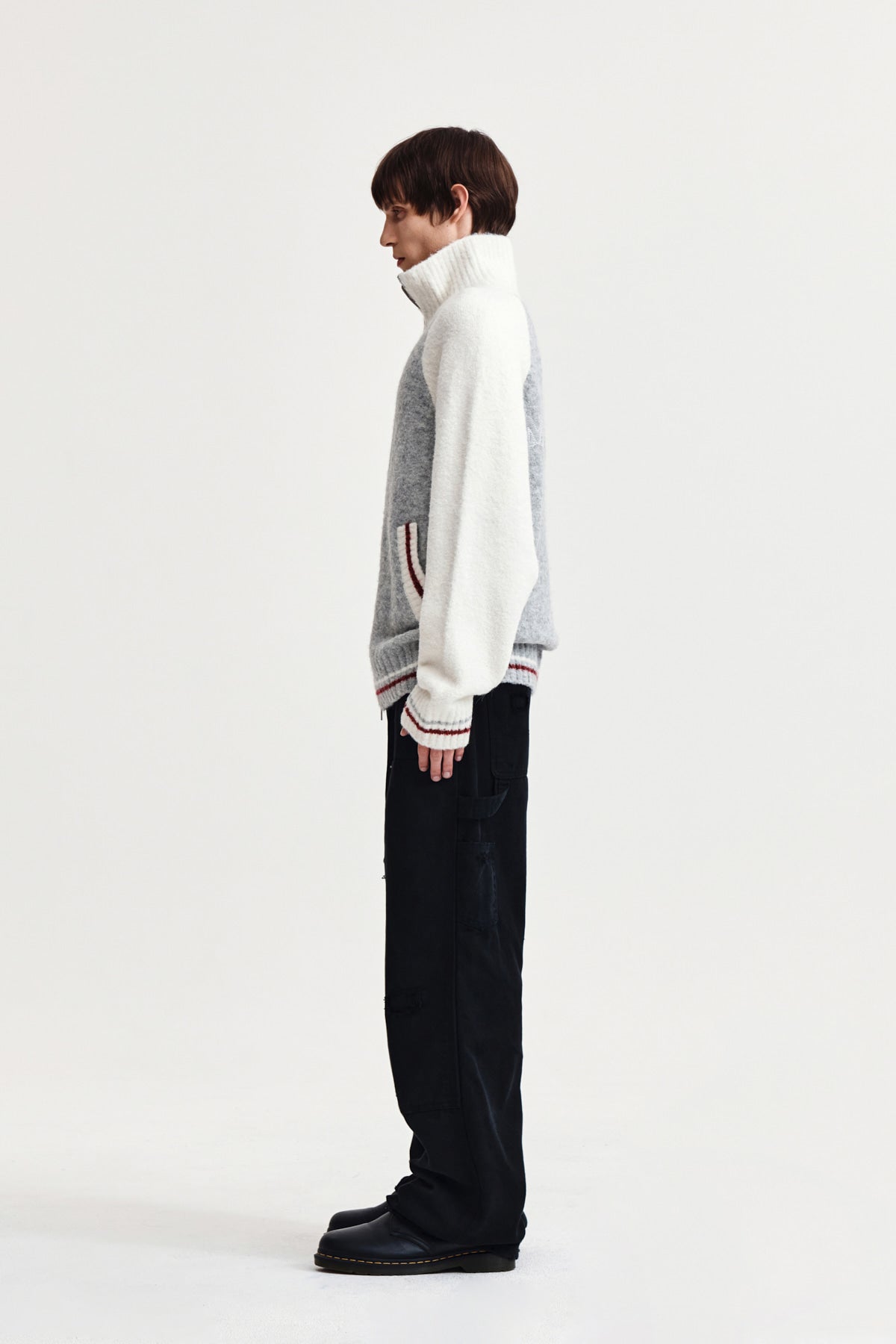 Matin Kim - High Neck Raglan Knit Zip Up (Ivory) product image 6 | TRAB K-Fashion Australia